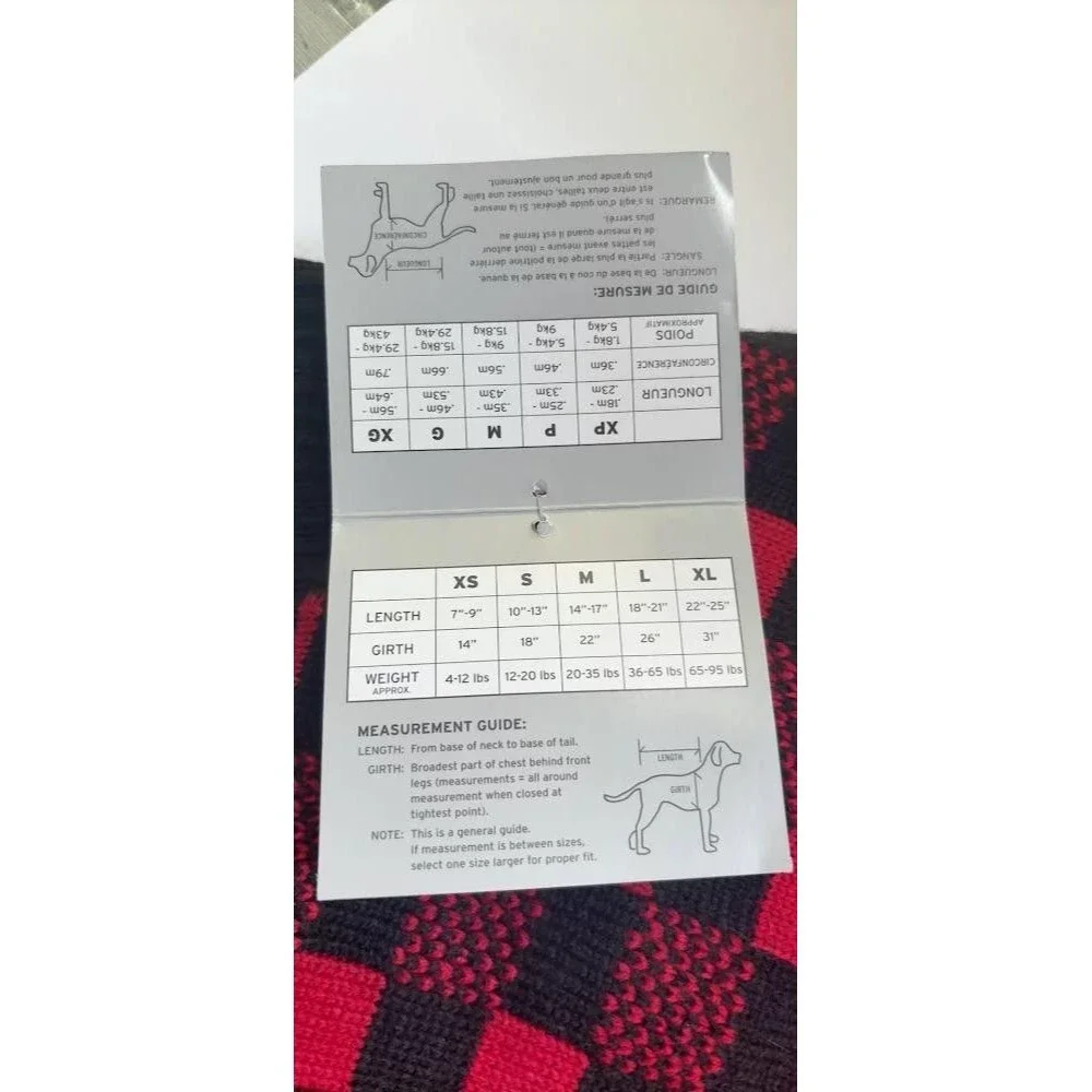 Eddie Bauer Pet Dog Sweater Size Large NWT Buffalo Plaid Bear Tree Cabin Core